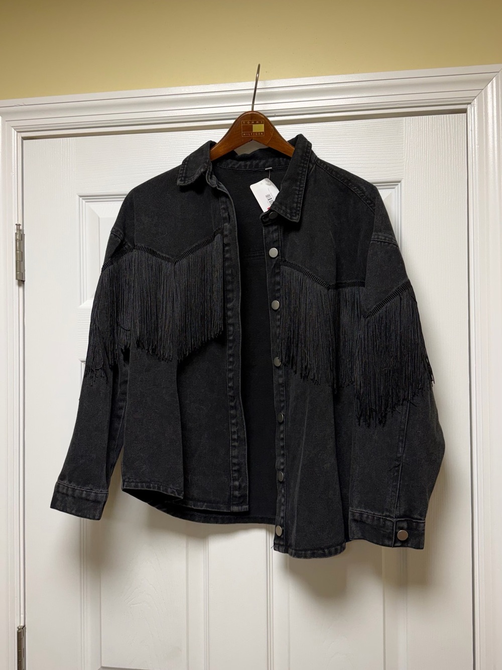 Women's Black Fringe Denim Jacket - Jean Jacket